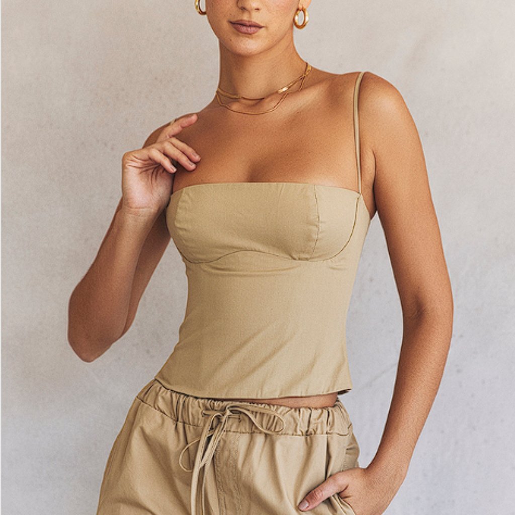 House Of Cb 'Audette' Camel Structured Corset Nwot